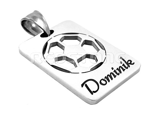 Oceľový prívesok futbalová lopta s menom